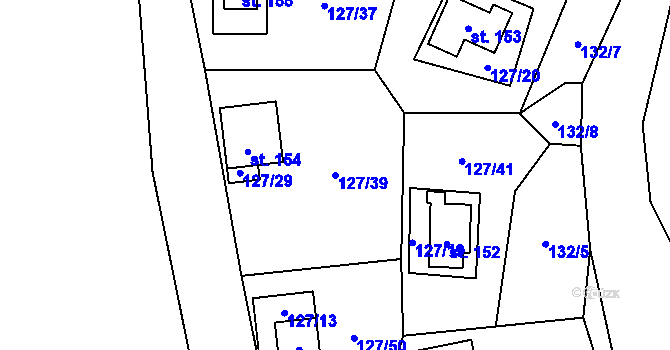 Parcela st. 127/39 v KÚ Nedamov, Katastrální mapa