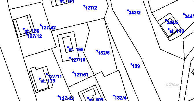 Parcela st. 132/6 v KÚ Nedamov, Katastrální mapa