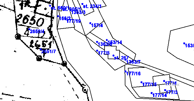 Parcela st. 177/5 v KÚ Nedamov, Katastrální mapa