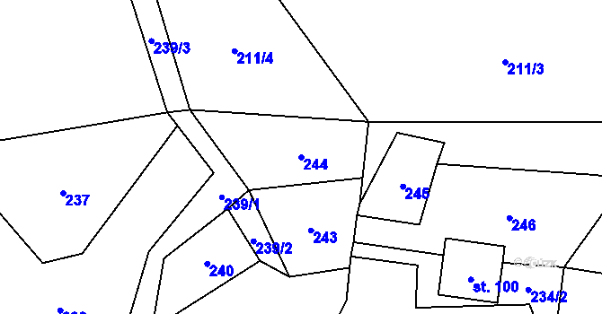 Parcela st. 244 v KÚ Nedamov, Katastrální mapa