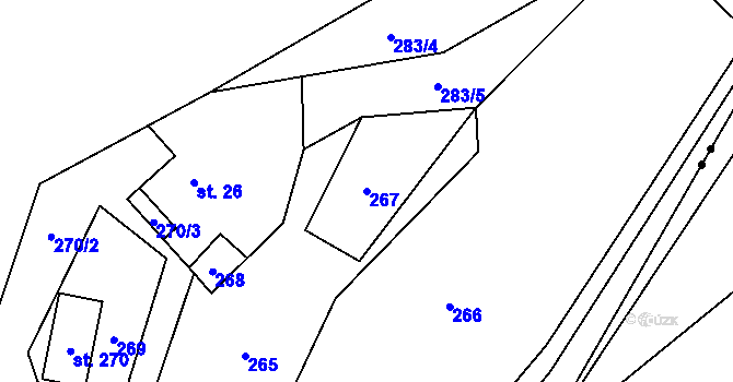 Parcela st. 267 v KÚ Nedamov, Katastrální mapa