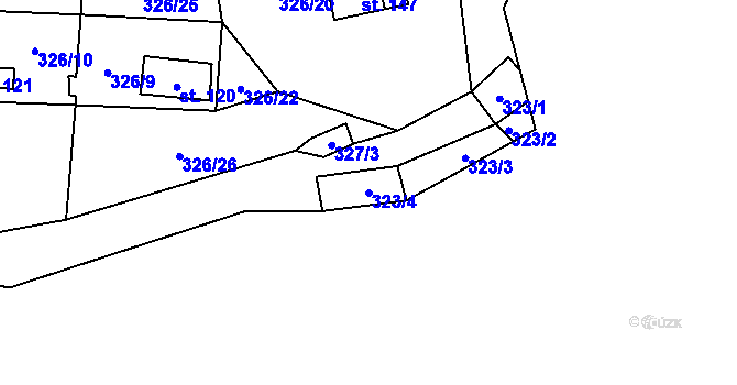 Parcela st. 323/4 v KÚ Nedamov, Katastrální mapa