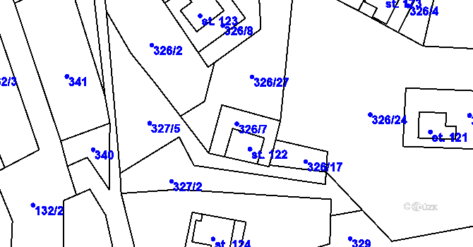 Parcela st. 326/7 v KÚ Nedamov, Katastrální mapa