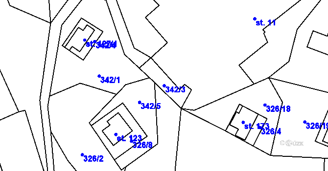 Parcela st. 342/3 v KÚ Nedamov, Katastrální mapa