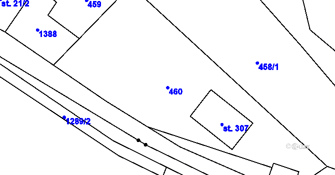 Parcela st. 460 v KÚ Nedamov, Katastrální mapa