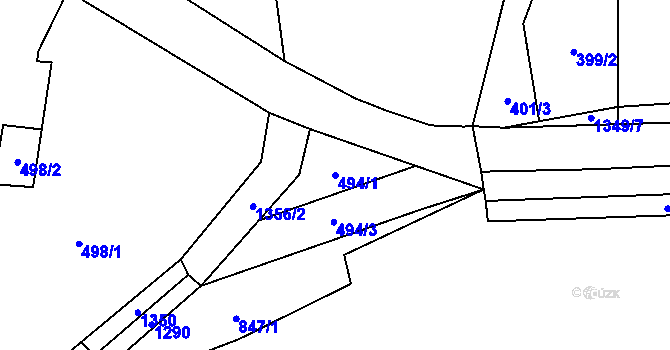 Parcela st. 494/1 v KÚ Nedamov, Katastrální mapa