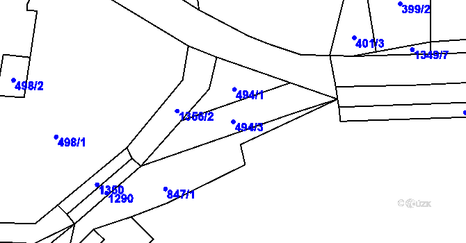 Parcela st. 494/3 v KÚ Nedamov, Katastrální mapa