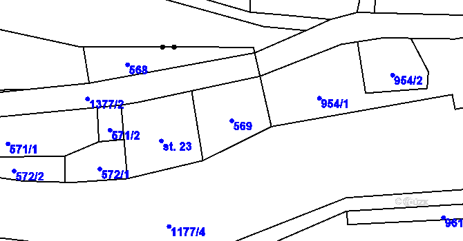Parcela st. 569 v KÚ Nedamov, Katastrální mapa