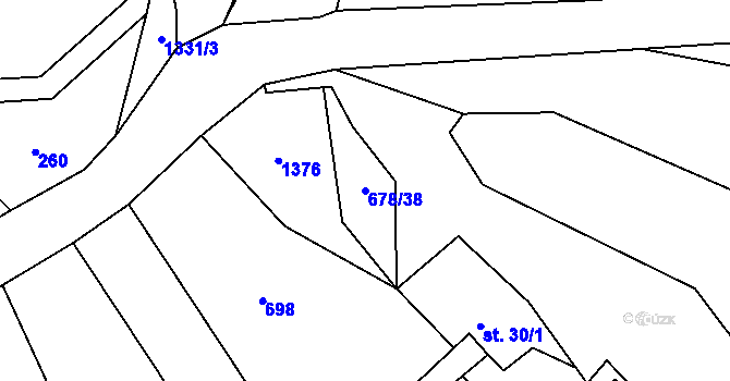 Parcela st. 678/38 v KÚ Nedamov, Katastrální mapa