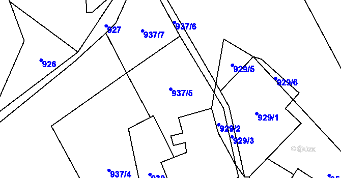 Parcela st. 937/5 v KÚ Nedamov, Katastrální mapa