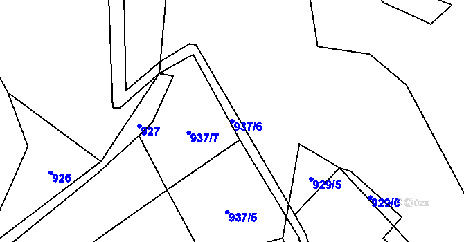 Parcela st. 937/6 v KÚ Nedamov, Katastrální mapa