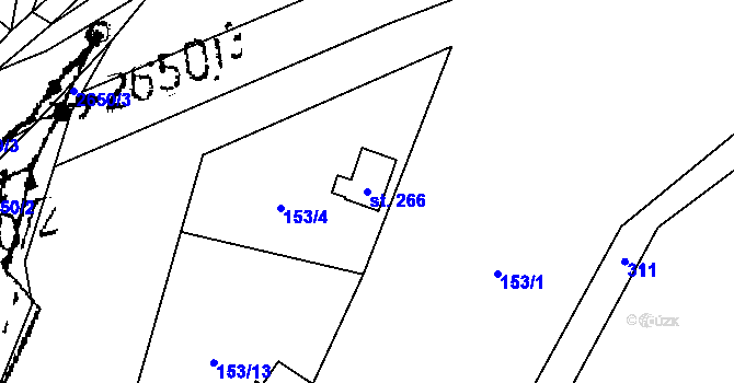 Parcela st. 266 v KÚ Nedamov, Katastrální mapa
