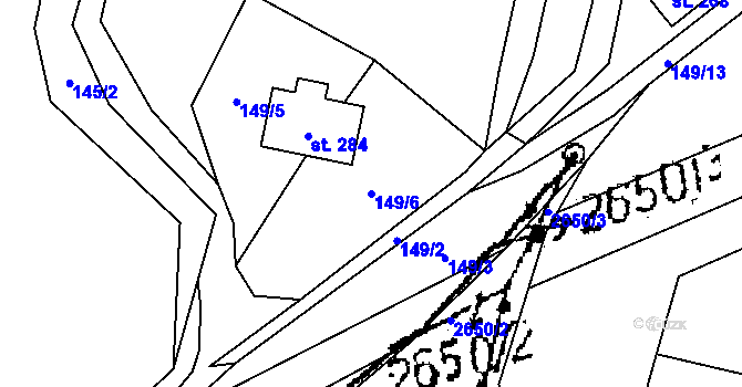 Parcela st. 149/6 v KÚ Nedamov, Katastrální mapa