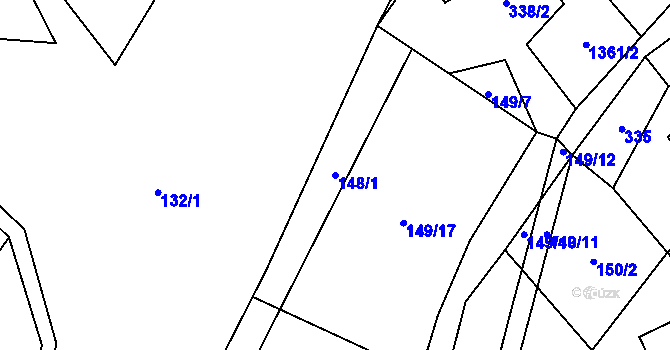Parcela st. 148/1 v KÚ Nedamov, Katastrální mapa