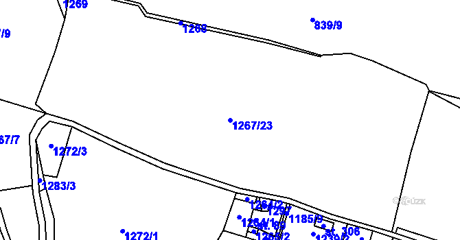 Parcela st. 1267/23 v KÚ Nedamov, Katastrální mapa
