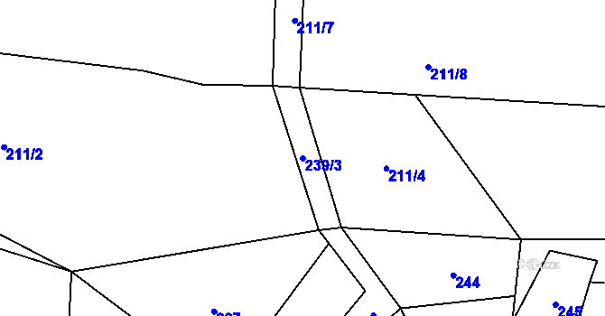 Parcela st. 239/3 v KÚ Nedamov, Katastrální mapa