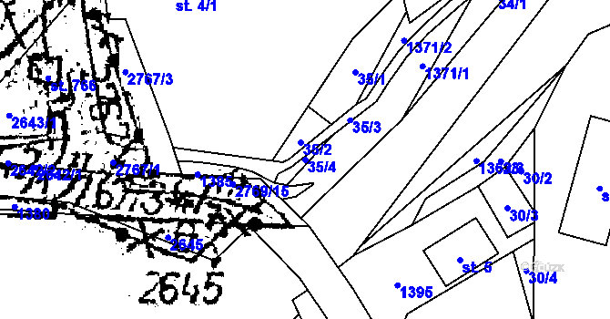 Parcela st. 35/4 v KÚ Nedamov, Katastrální mapa