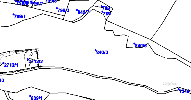 Parcela st. 840/3 v KÚ Nedamov, Katastrální mapa