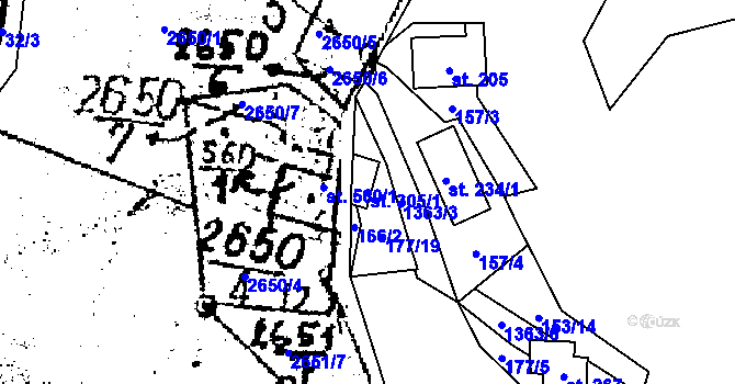 Parcela st. 305/1 v KÚ Nedamov, Katastrální mapa