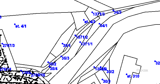 Parcela st. 1371/1 v KÚ Nedamov, Katastrální mapa