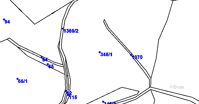 Parcela st. 348/1 v KÚ Nedamov, Katastrální mapa