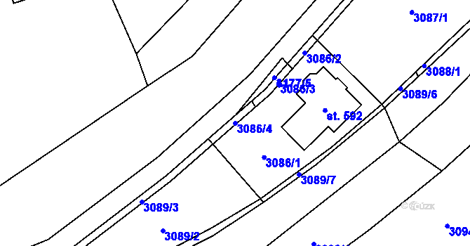 Parcela st. 3086/4 v KÚ Nedašov, Katastrální mapa