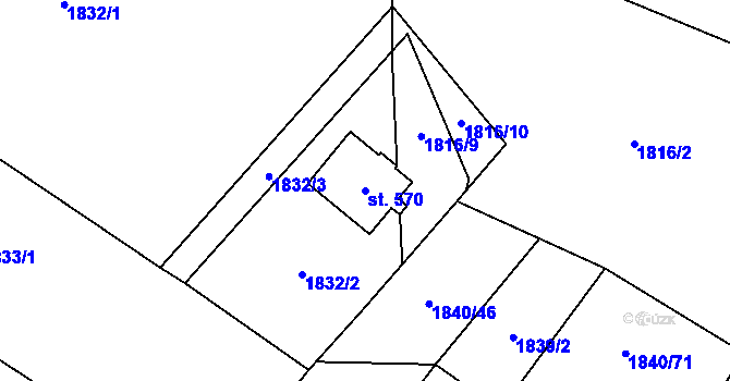 Parcela st. 570 v KÚ Nedašov, Katastrální mapa