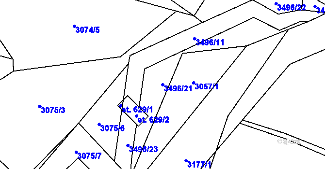 Parcela st. 3496/21 v KÚ Nedašov, Katastrální mapa