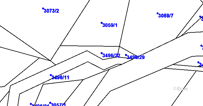 Parcela st. 3496/22 v KÚ Nedašov, Katastrální mapa