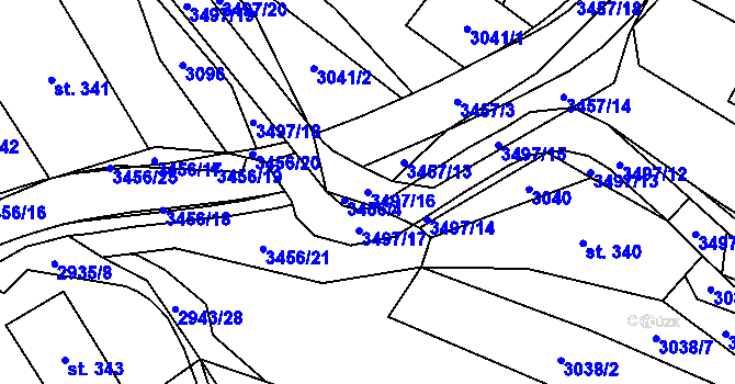 Parcela st. 3497/16 v KÚ Nedašov, Katastrální mapa