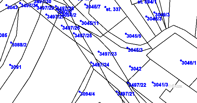 Parcela st. 3497/23 v KÚ Nedašov, Katastrální mapa