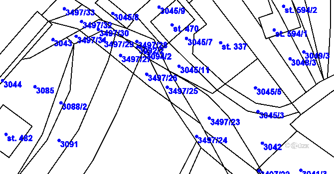 Parcela st. 3497/25 v KÚ Nedašov, Katastrální mapa