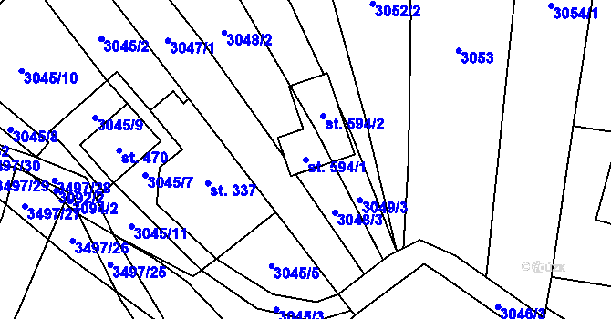 Parcela st. 594/1 v KÚ Nedašov, Katastrální mapa