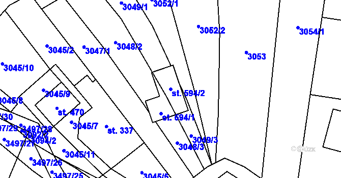 Parcela st. 594/2 v KÚ Nedašov, Katastrální mapa