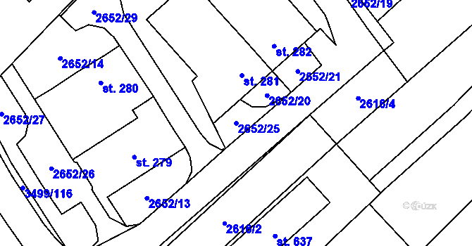 Parcela st. 2652/25 v KÚ Nedašov, Katastrální mapa