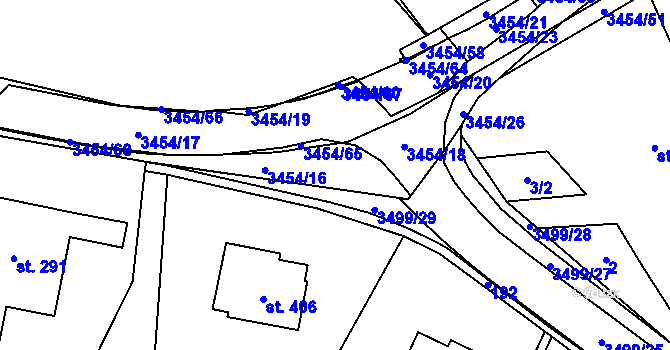 Parcela st. 3454/16 v KÚ Nedašov, Katastrální mapa