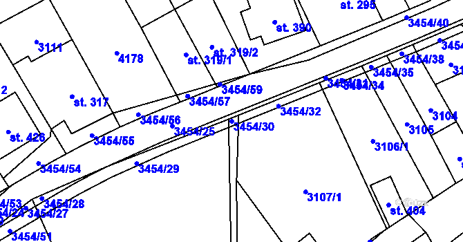 Parcela st. 3454/30 v KÚ Nedašov, Katastrální mapa