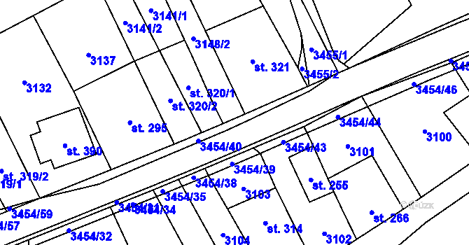 Parcela st. 3454/41 v KÚ Nedašov, Katastrální mapa