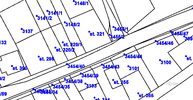 Parcela st. 3454/42 v KÚ Nedašov, Katastrální mapa
