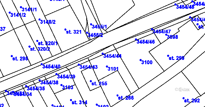 Parcela st. 3454/44 v KÚ Nedašov, Katastrální mapa