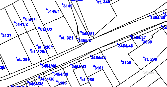 Parcela st. 3454/45 v KÚ Nedašov, Katastrální mapa