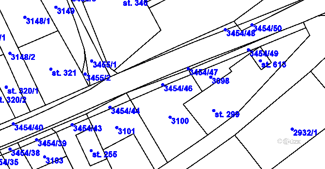 Parcela st. 3454/46 v KÚ Nedašov, Katastrální mapa
