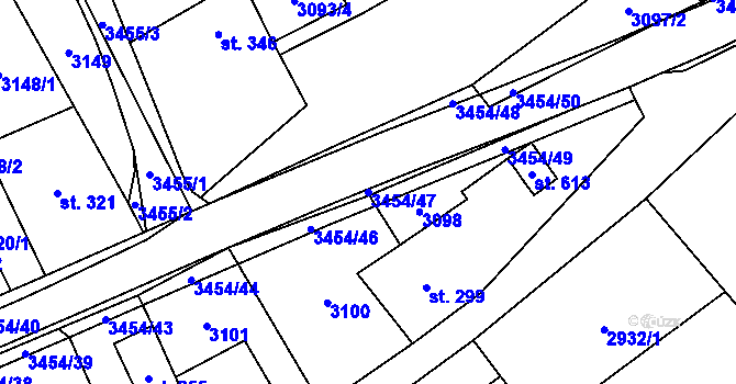 Parcela st. 3454/47 v KÚ Nedašov, Katastrální mapa