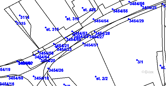 Parcela st. 3454/51 v KÚ Nedašov, Katastrální mapa