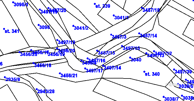 Parcela st. 3457/13 v KÚ Nedašov, Katastrální mapa