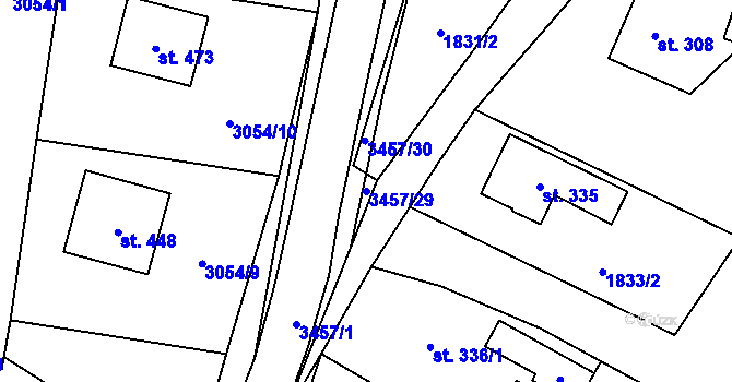 Parcela st. 3457/29 v KÚ Nedašov, Katastrální mapa