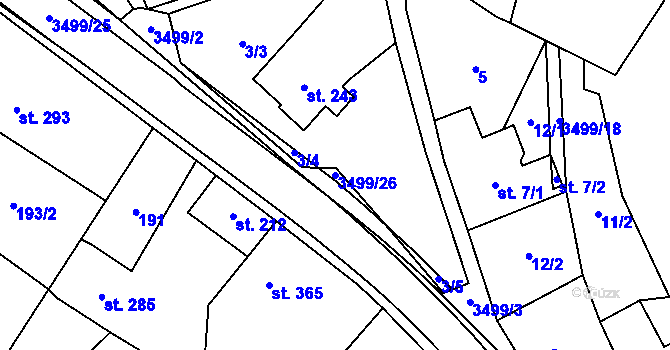 Parcela st. 3499/26 v KÚ Nedašov, Katastrální mapa