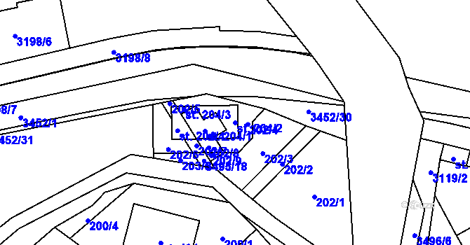 Parcela st. 204/2 v KÚ Nedašov, Katastrální mapa