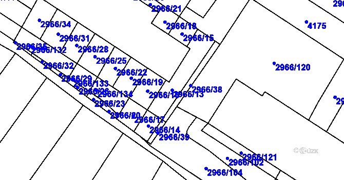 Parcela st. 2966/13 v KÚ Nedašov, Katastrální mapa