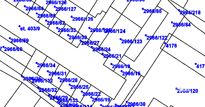 Parcela st. 2966/21 v KÚ Nedašov, Katastrální mapa